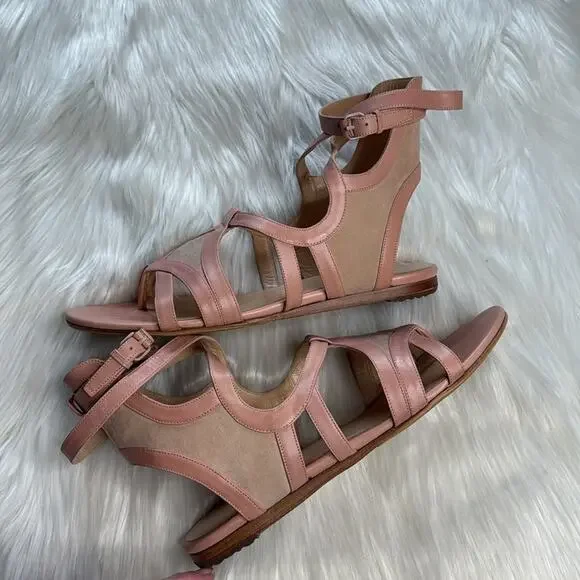 Balenciaga Pink Suede and Leather Gladiator Sandals - Picture 7 of 12